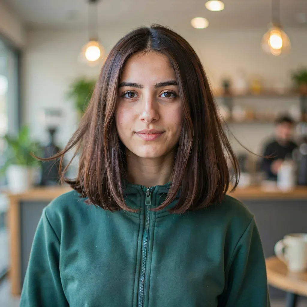 Classic blunt cut shoulder length hairstyle
