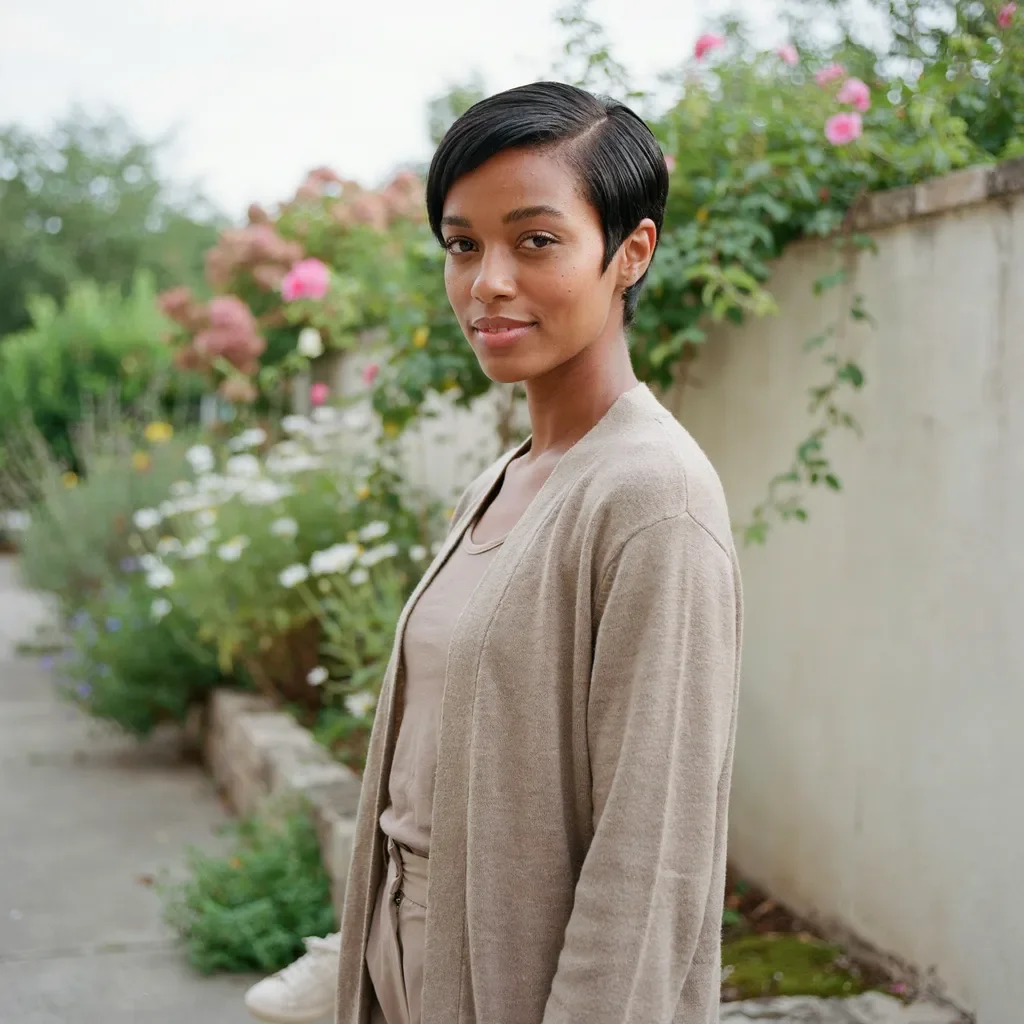 Classic sleek pixie cut with deep side part hairstyle
