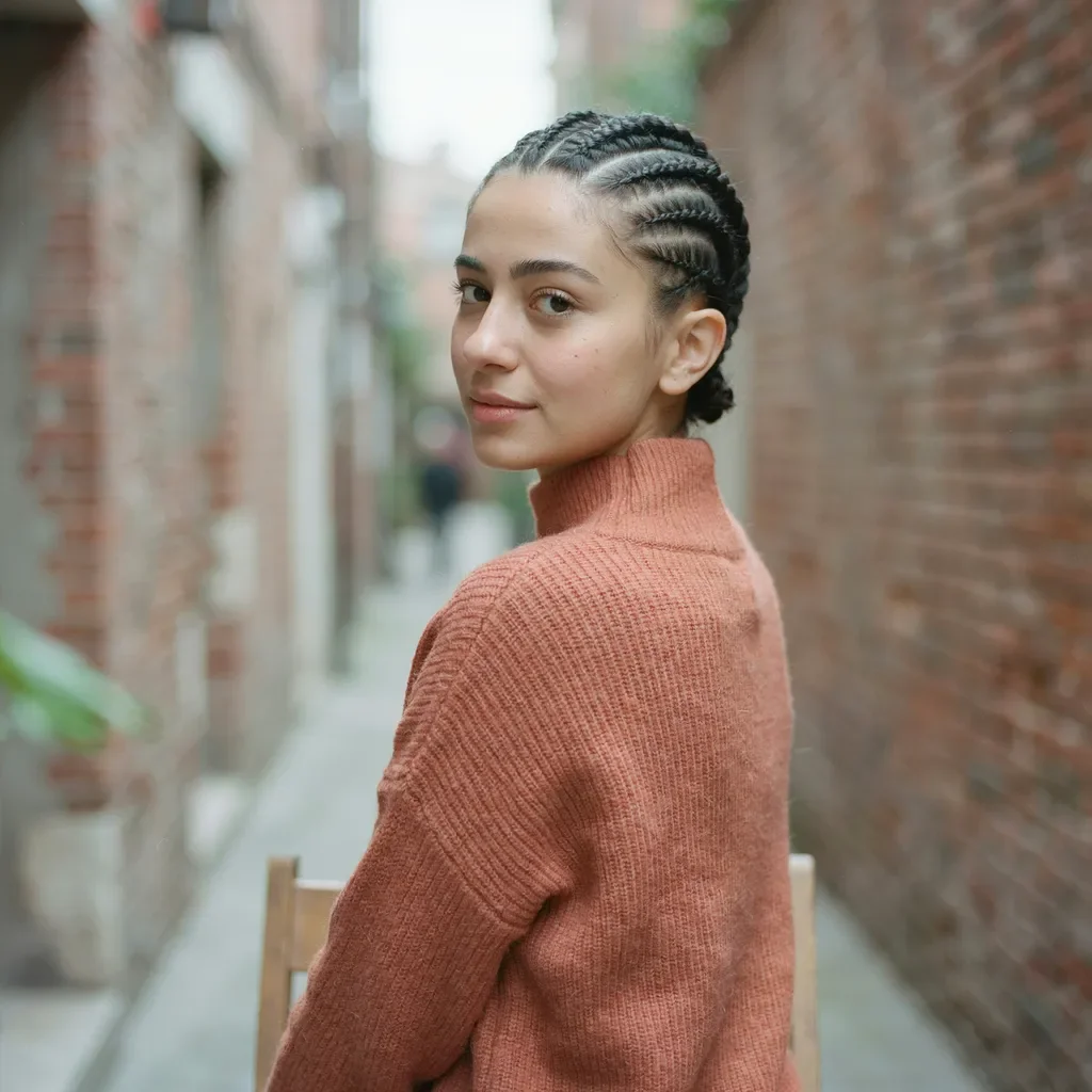 Cornrows with heart-shaped design hairstyle