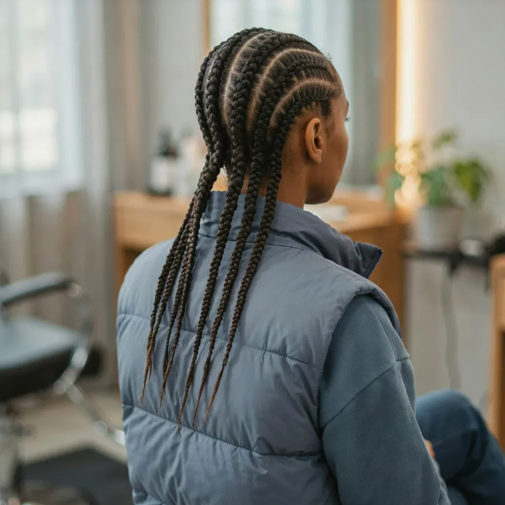 Cornrows with twisted flat rope ends hairstyle