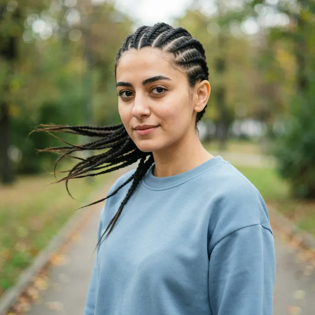 Cornrows with triangle parts hairstyle