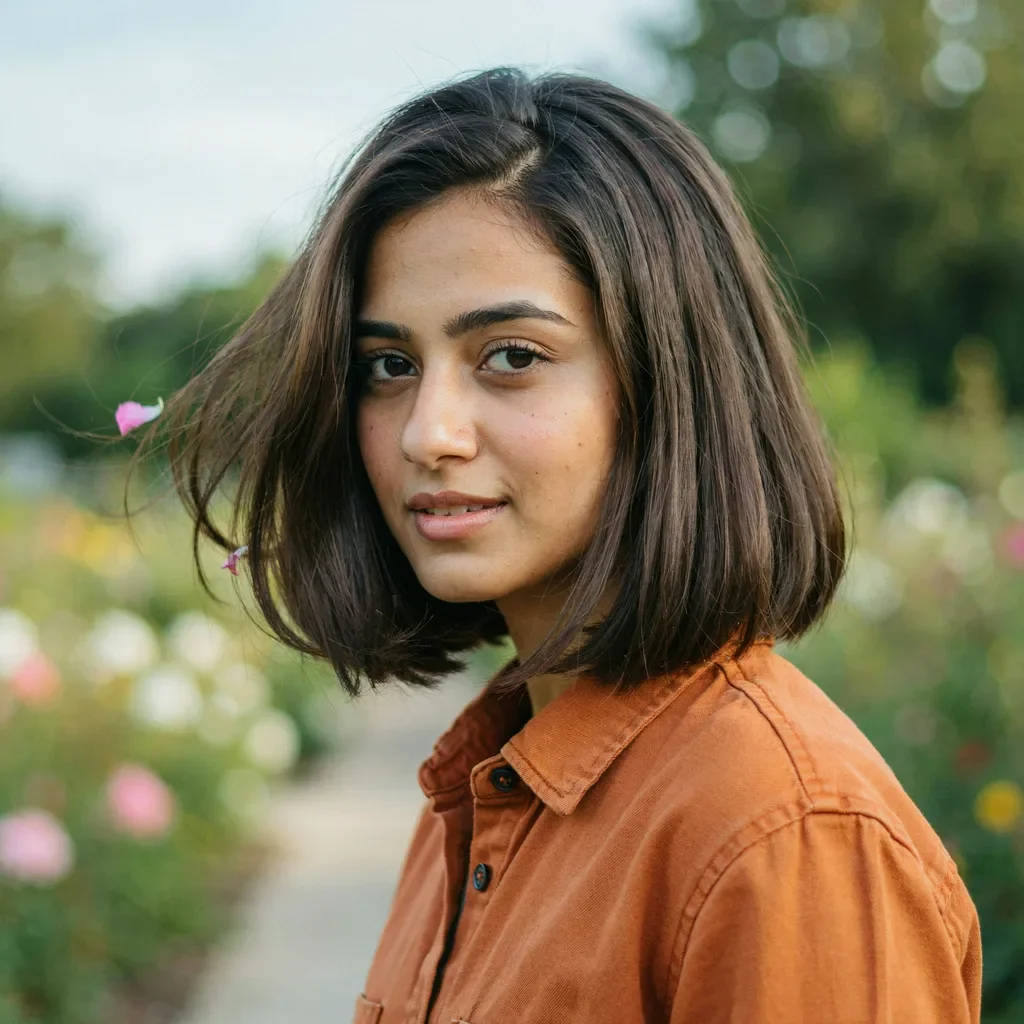 Creamy mushroom brown bob haircut