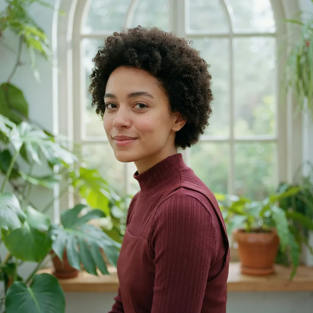 Cropped curly afro hairstyle