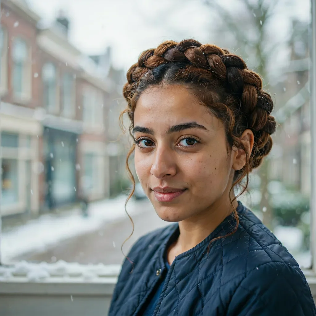 Crown braid on natural texture hairstyle