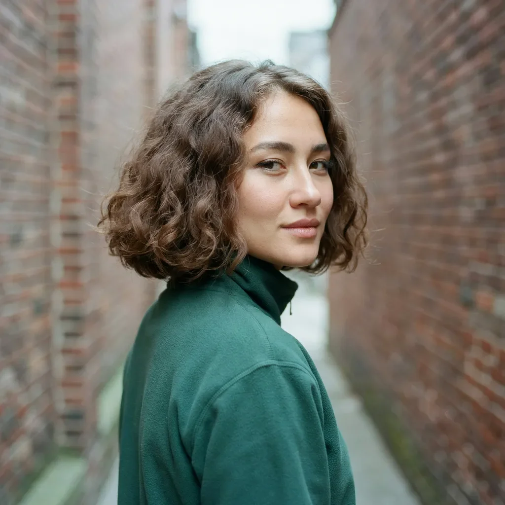 Curly bob with blunt ends hairstyle