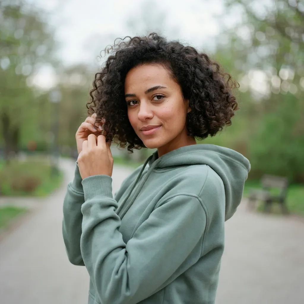 Curly bob with shaved nape hairstyle