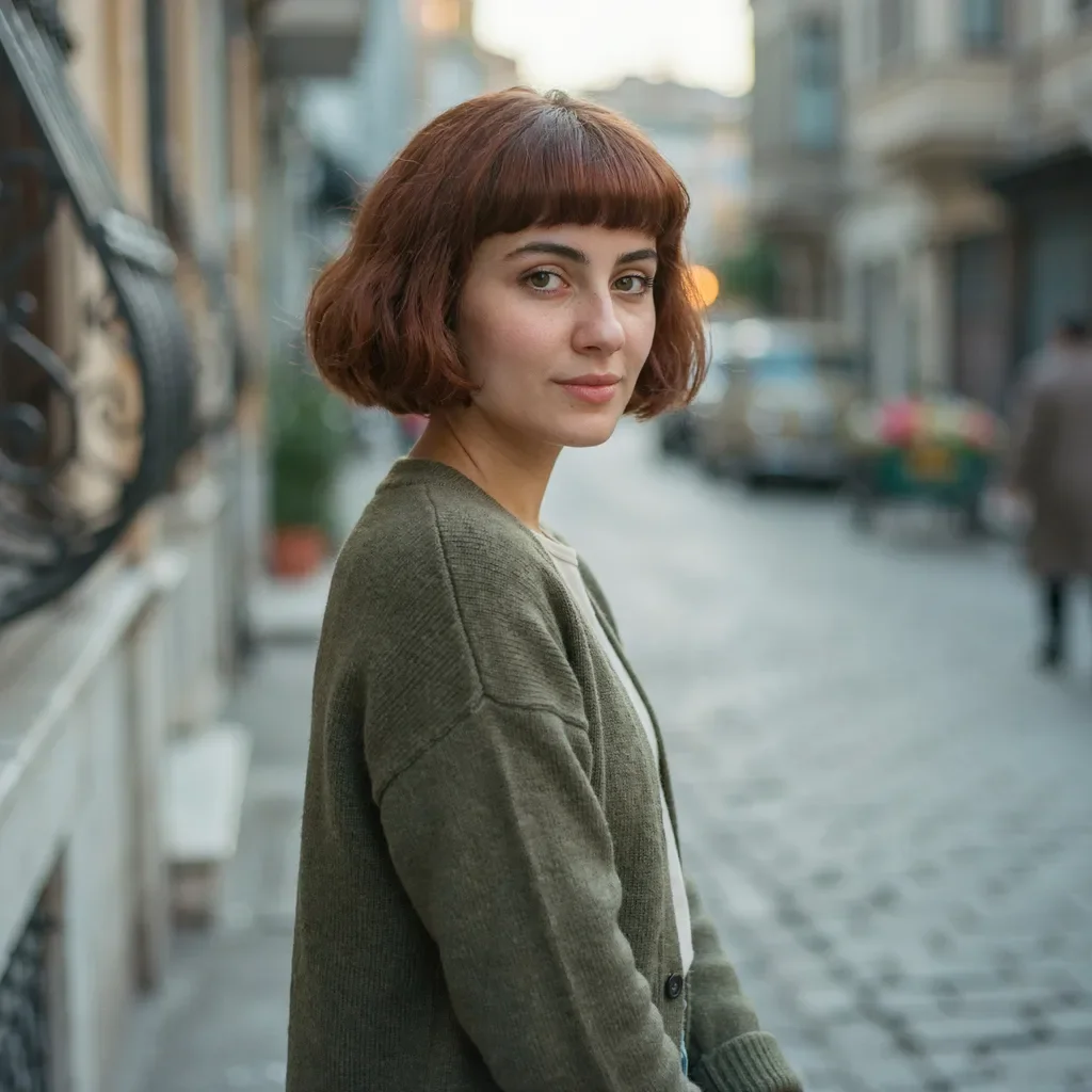 Curly bowl cut hairstyle