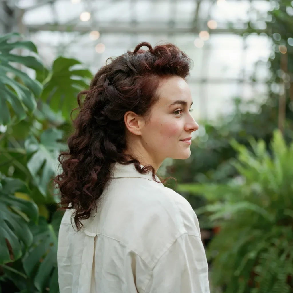 Curly faux hawk updo hairstyle
