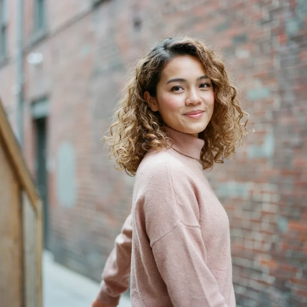 Curly lob with side part hairstyle