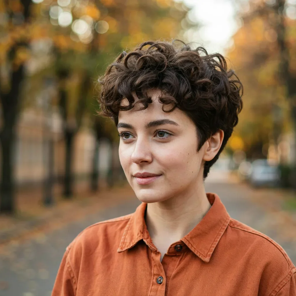 Curly pixie cut hairstyle
