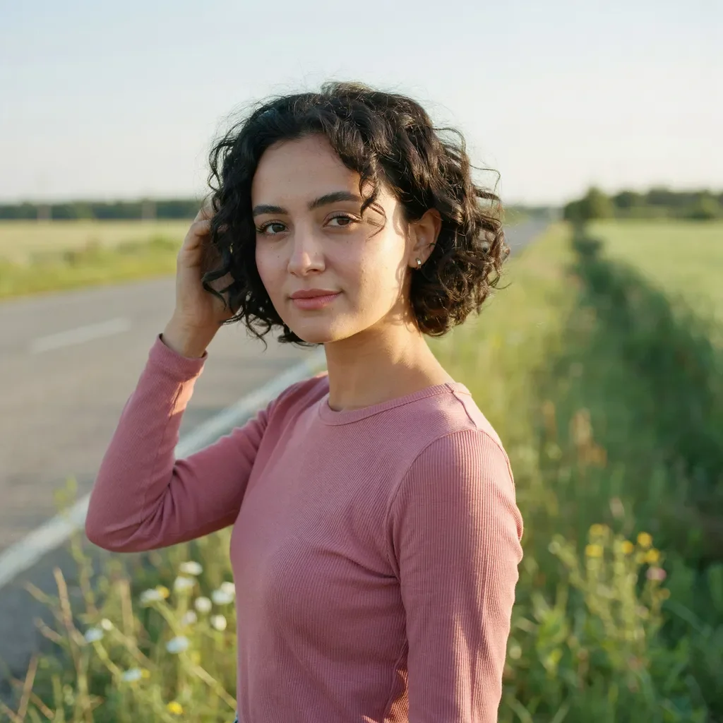 Curly side-swept crop hairstyle