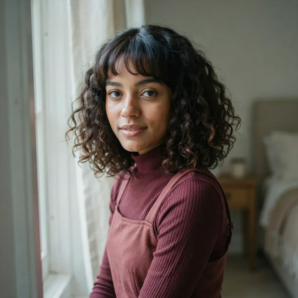 Curtain bang lob hairstyle