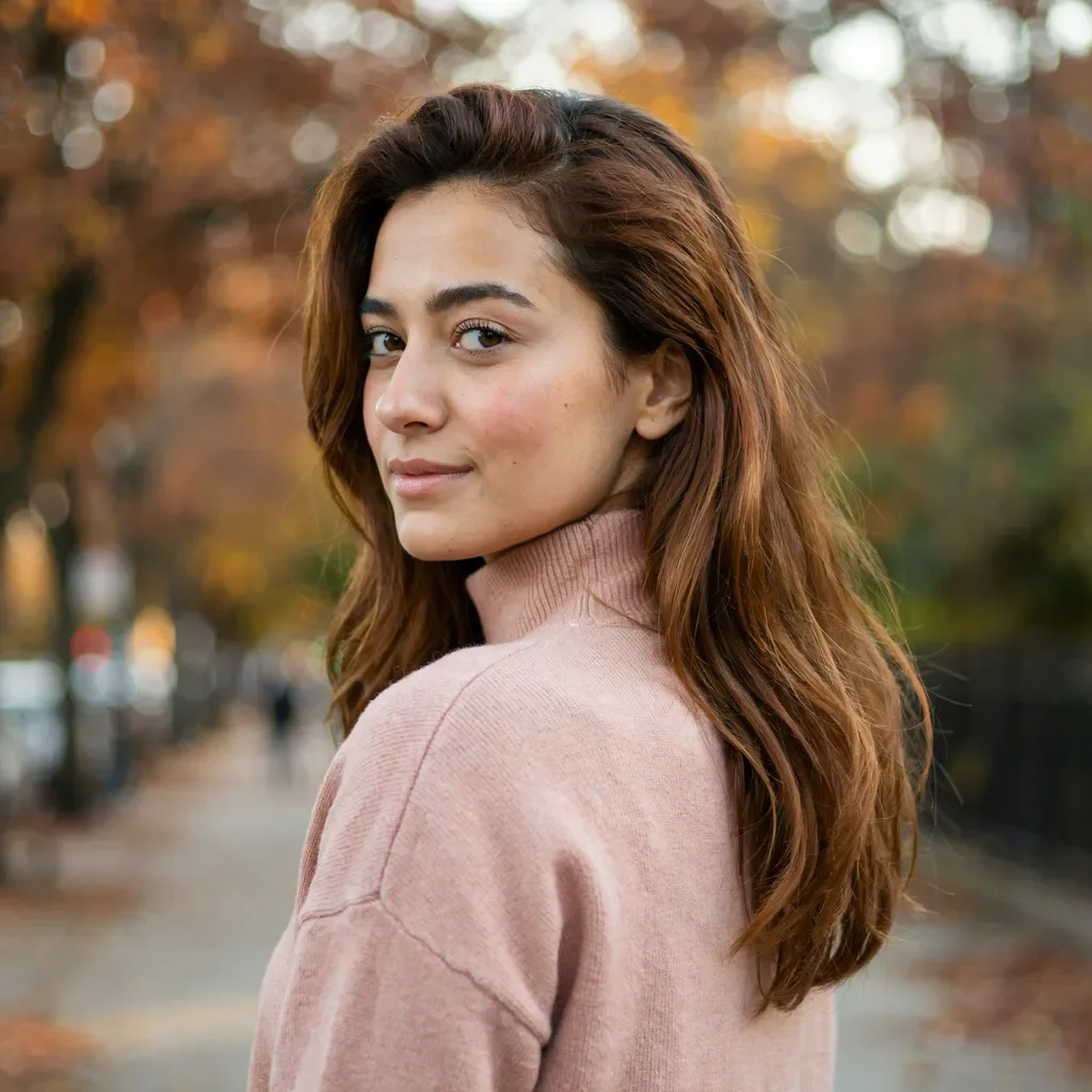 Deep side part with brushed-out waves