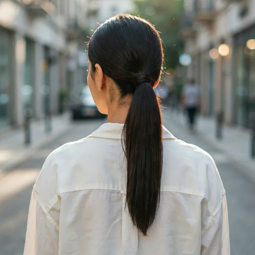 Elegant low ponytail with side tendrils hairstyle