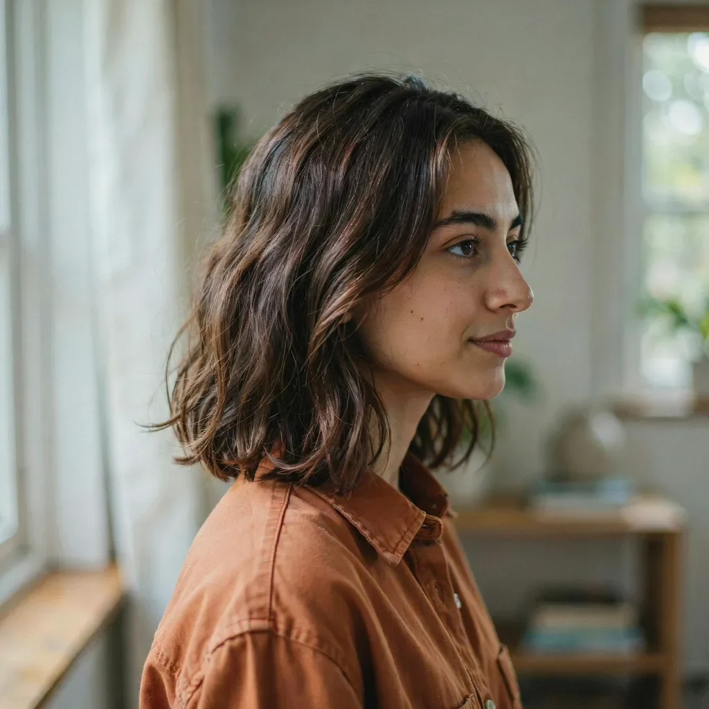 Feathered shoulder layers hairstyle