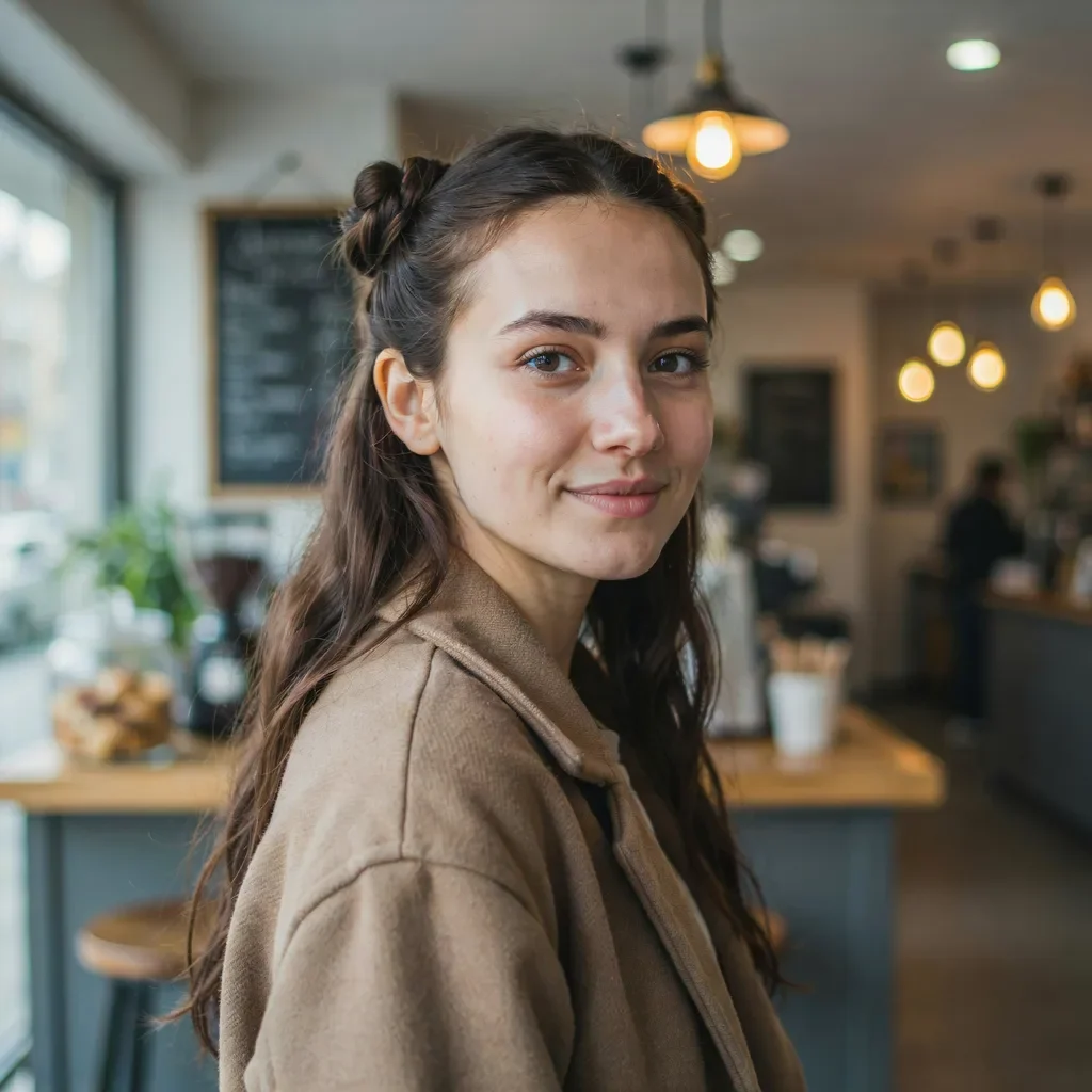 Front twist half-up school hairstyle