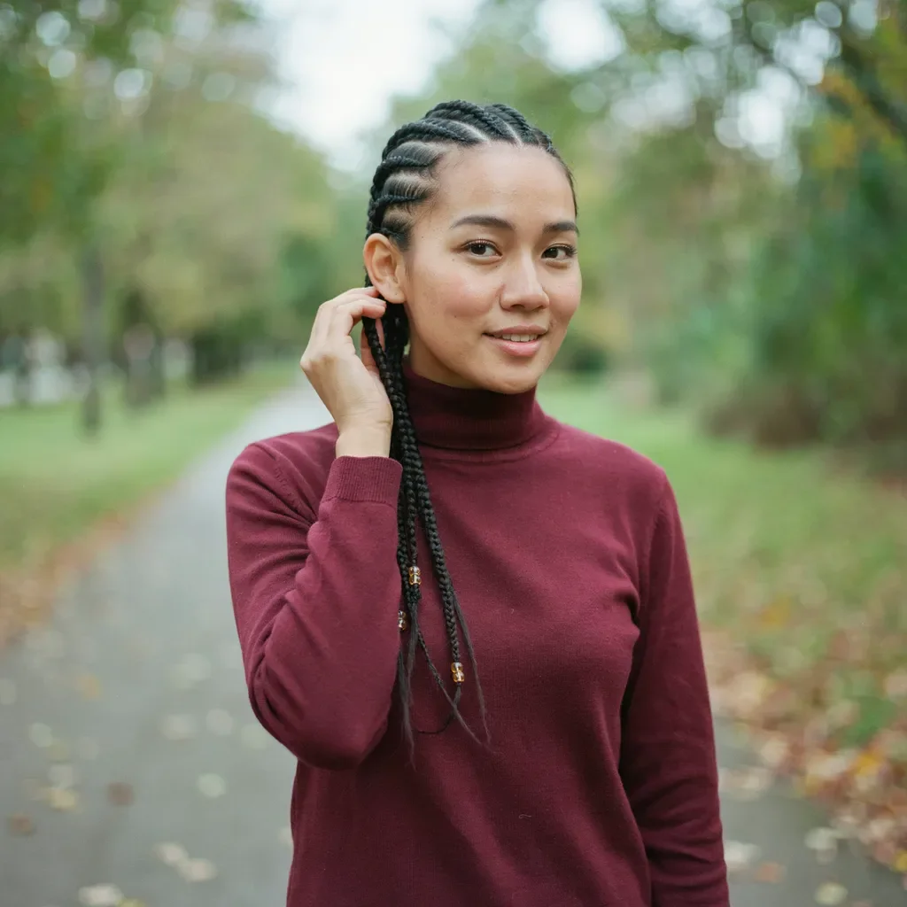 Cornrows with Fulani braid in center hairstyle