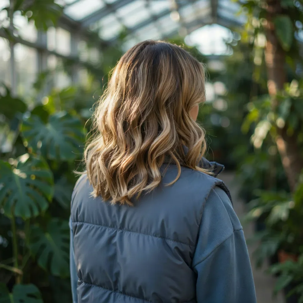 Golden hour blonde balayage hairstyle