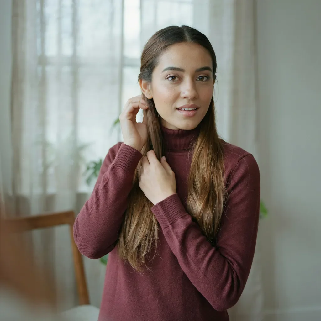 Straight half-up half-down hairstyle
