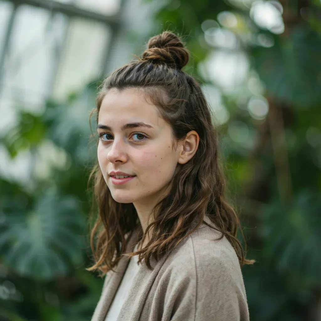 Half-up top knot for effortless cool on medium length hair