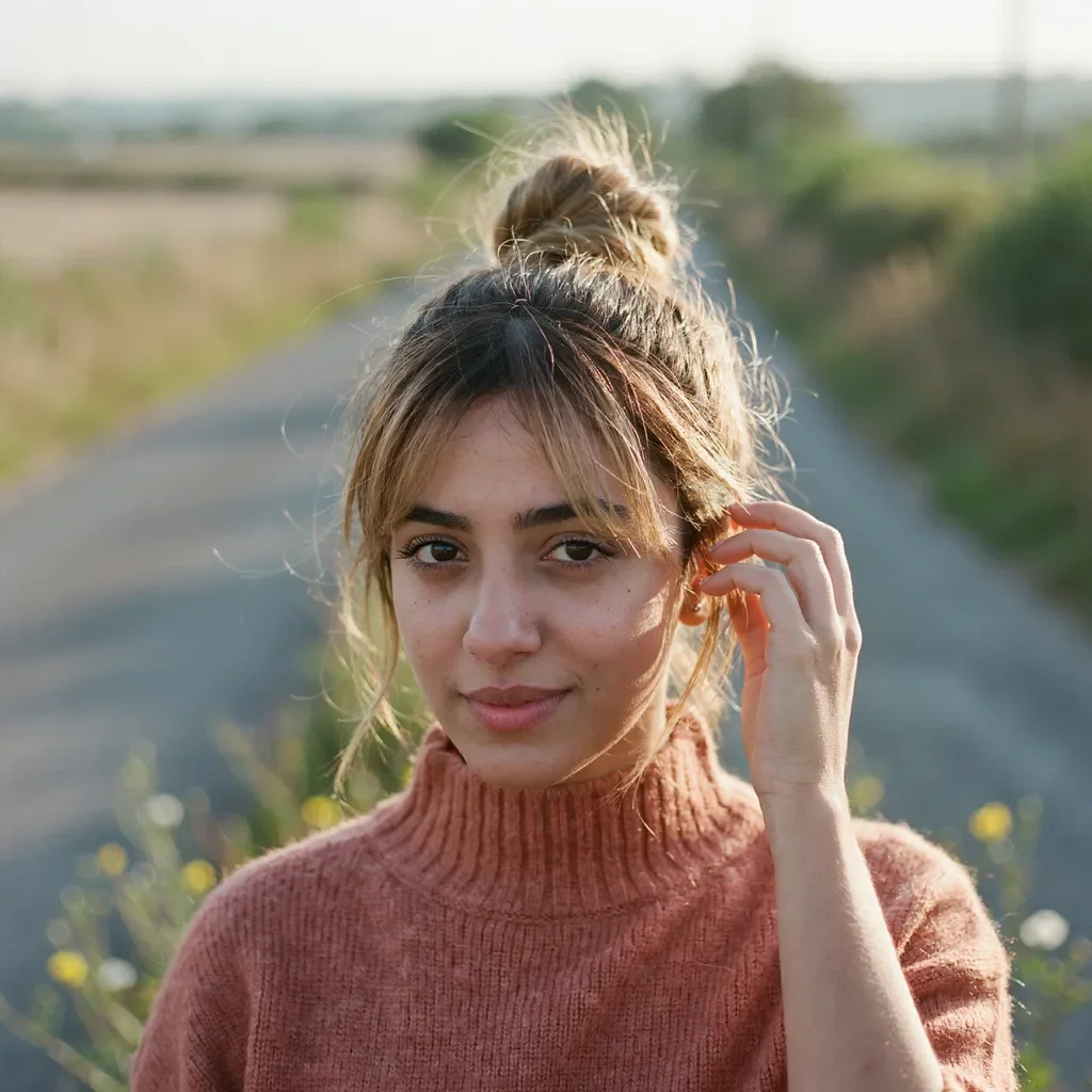 Half-up top knot hairstyle