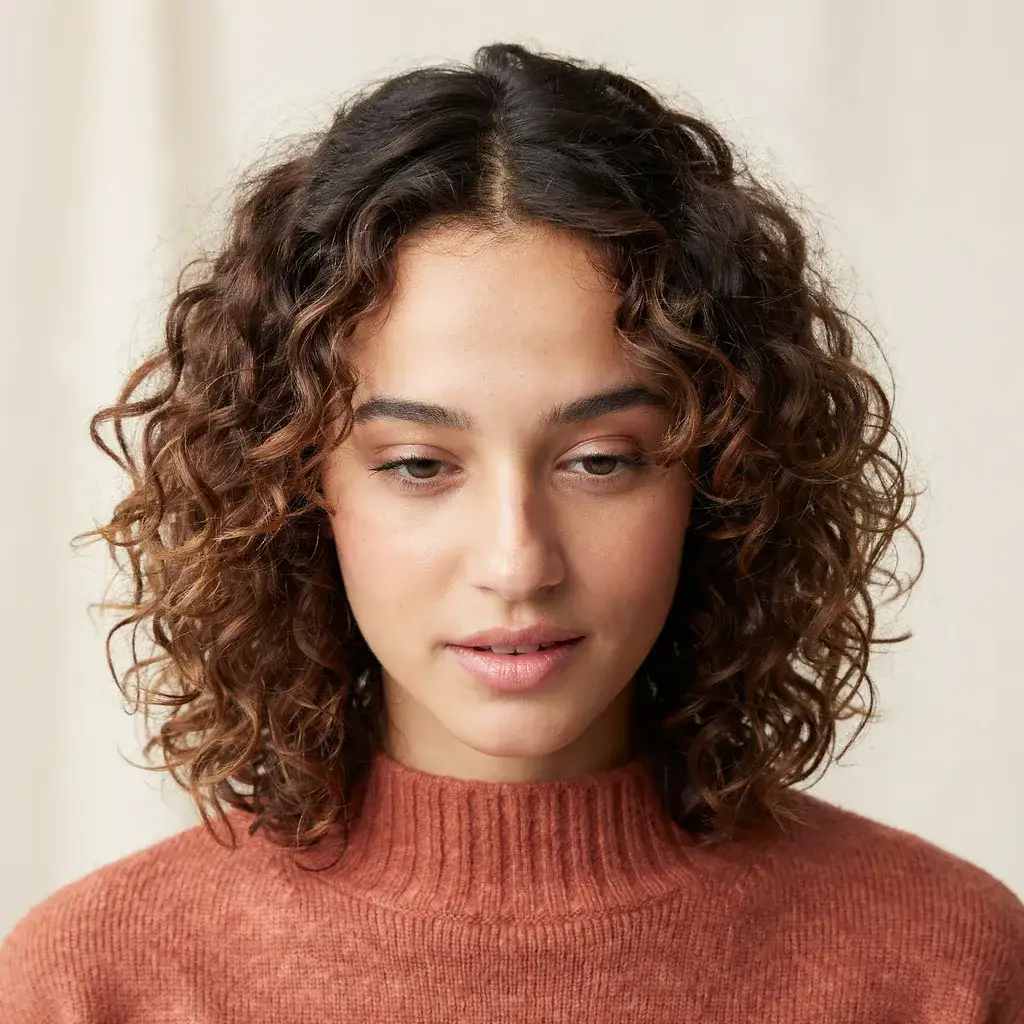 Hazelnut highlights on chestnut brown hair