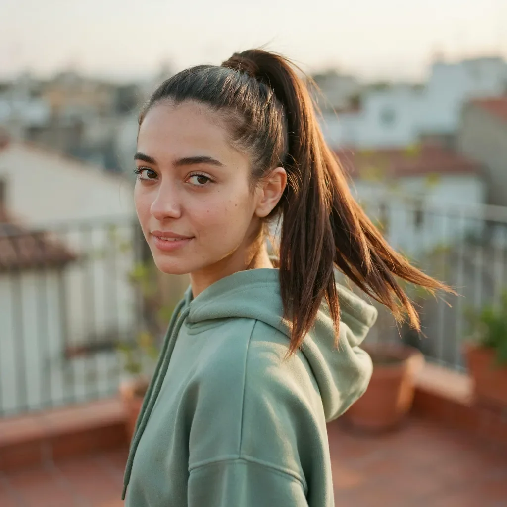 High ponytail with wrapped base school hairstyle