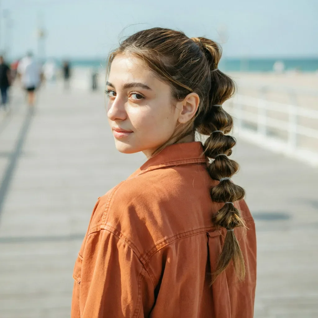 High volume curly ponytail for medium length hair