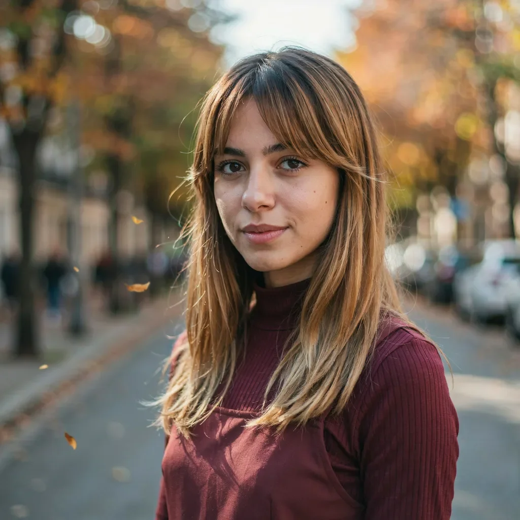 Honey blonde money piece highlights on brown hair