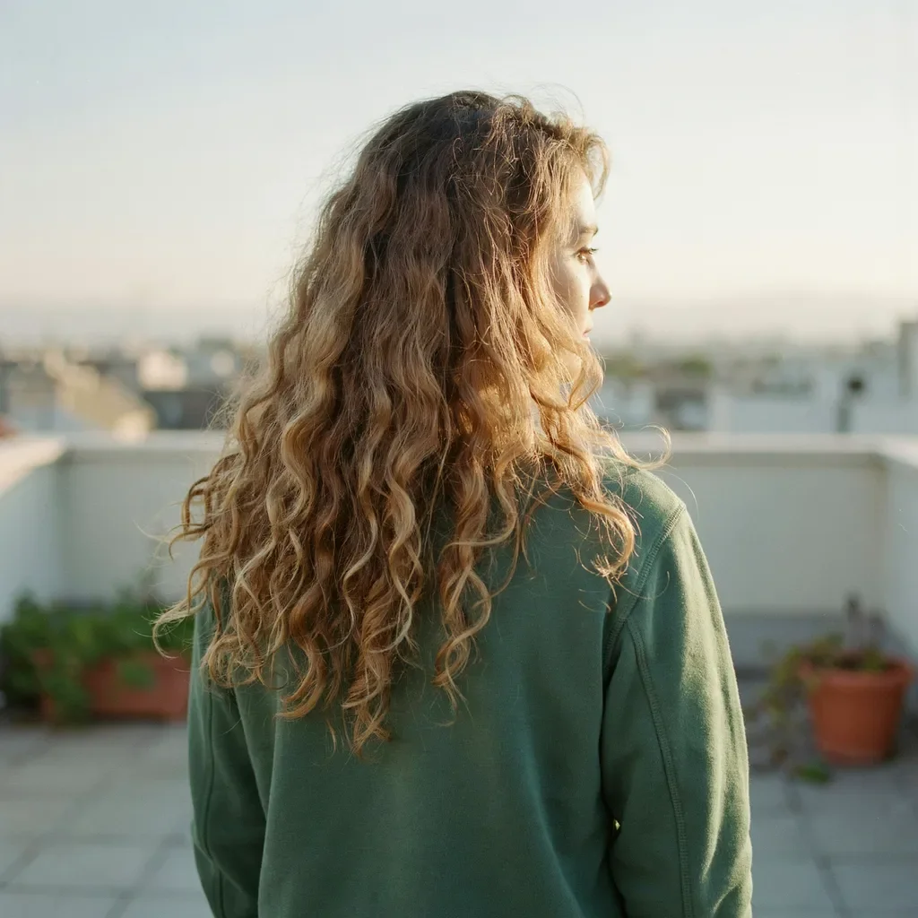 Honey blonde voluminous curls hairstyle