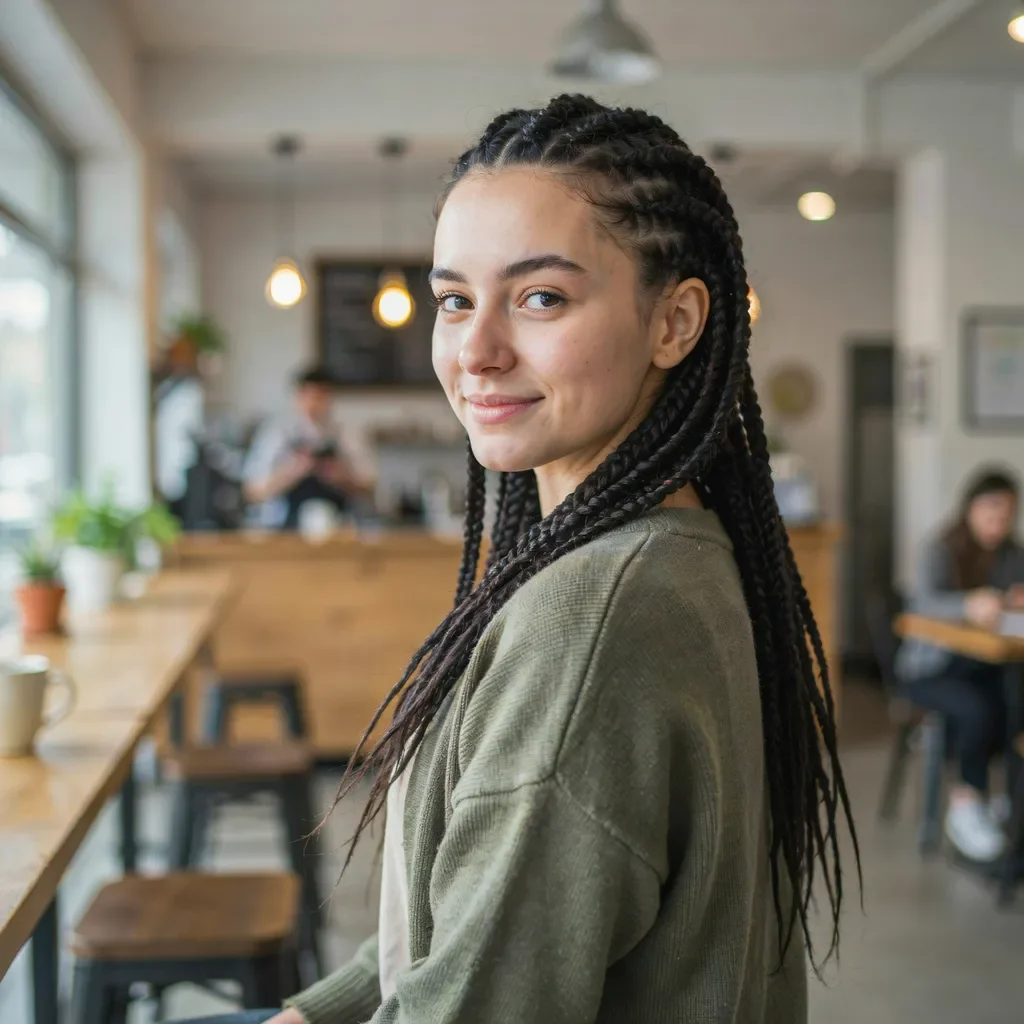 Lemonade braids with zigzag middle part hairstyle