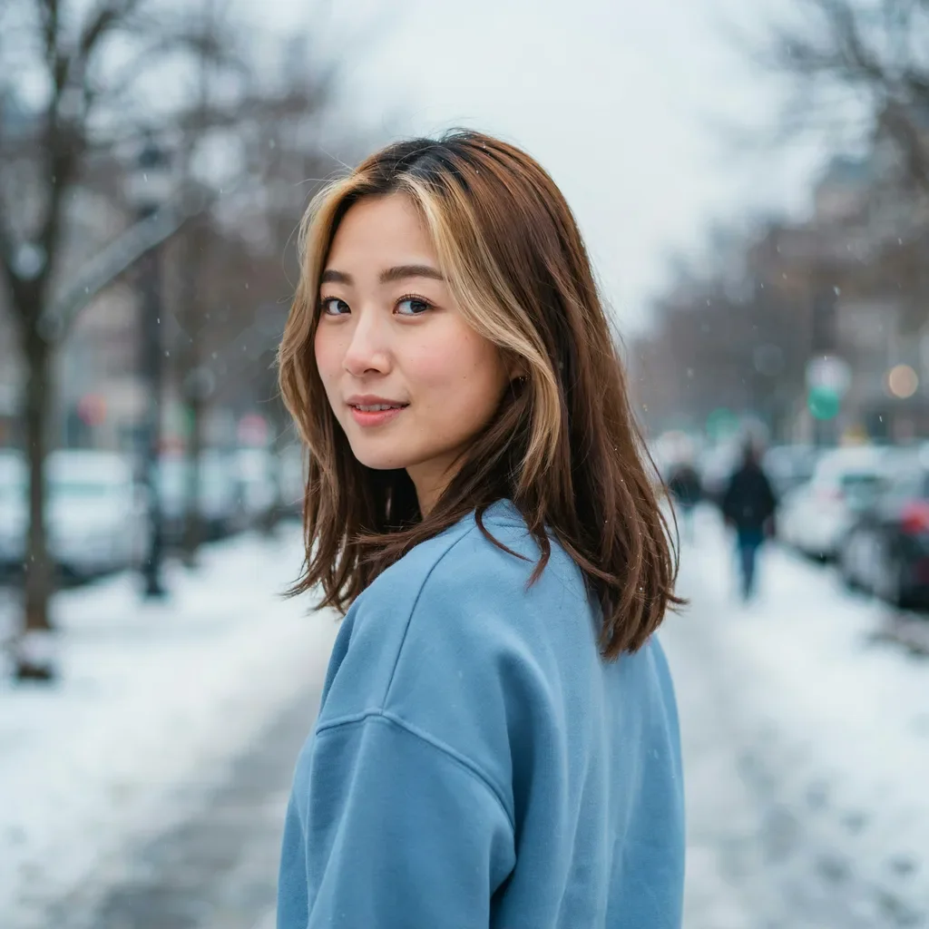 Long bob with glossy finish hairstyle