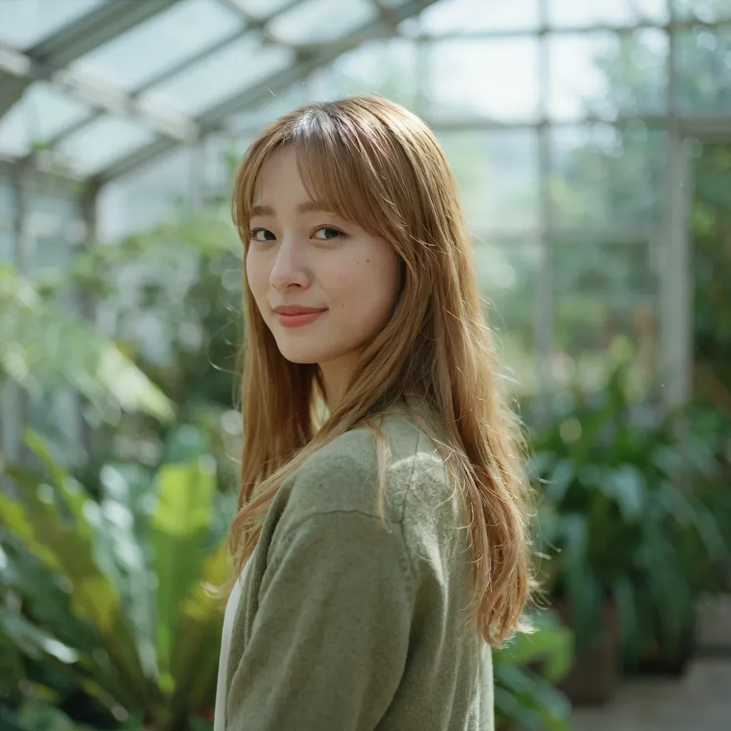 Long curtain bangs with barely layered length natural hairstyle