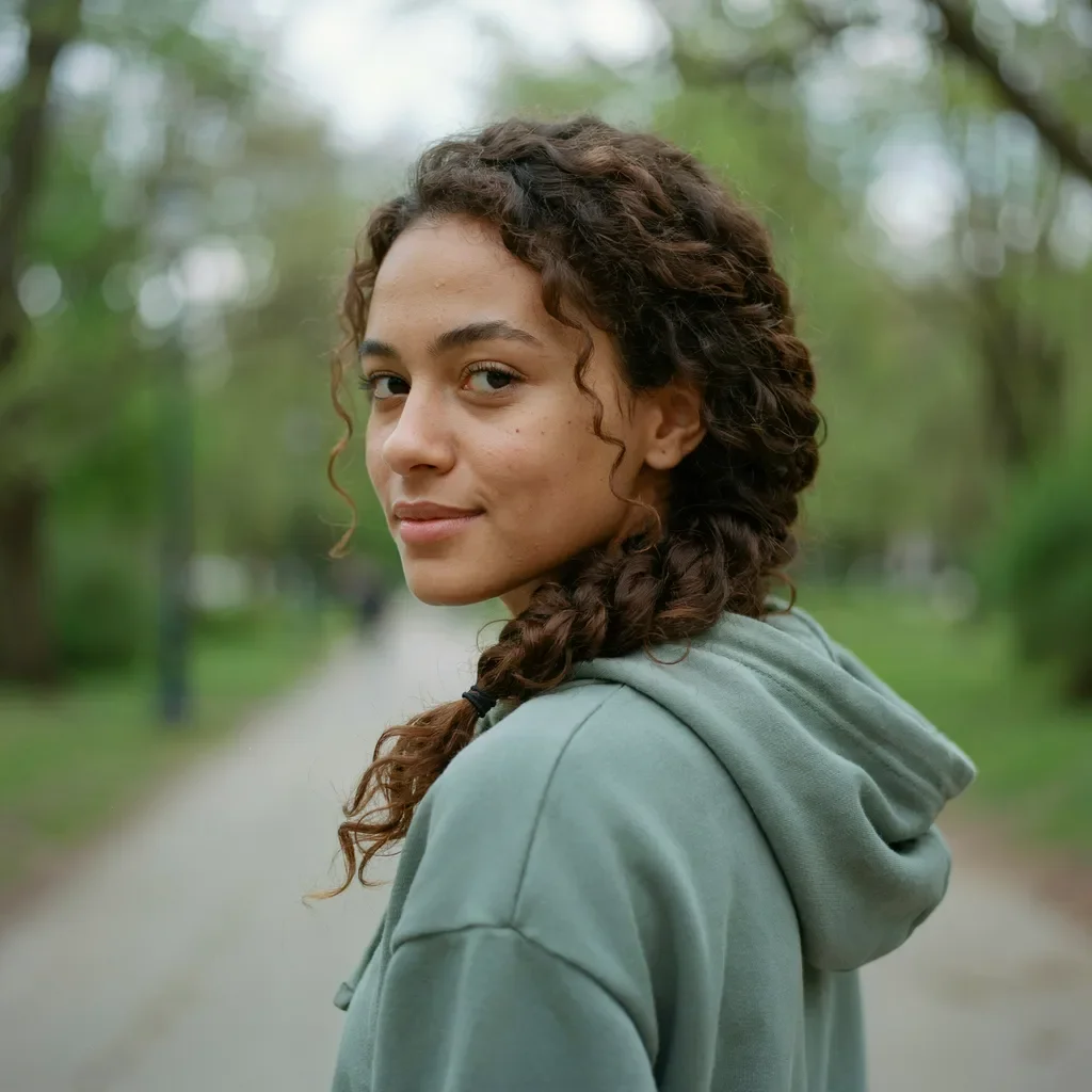 Loose side braid for natural curls hairstyle