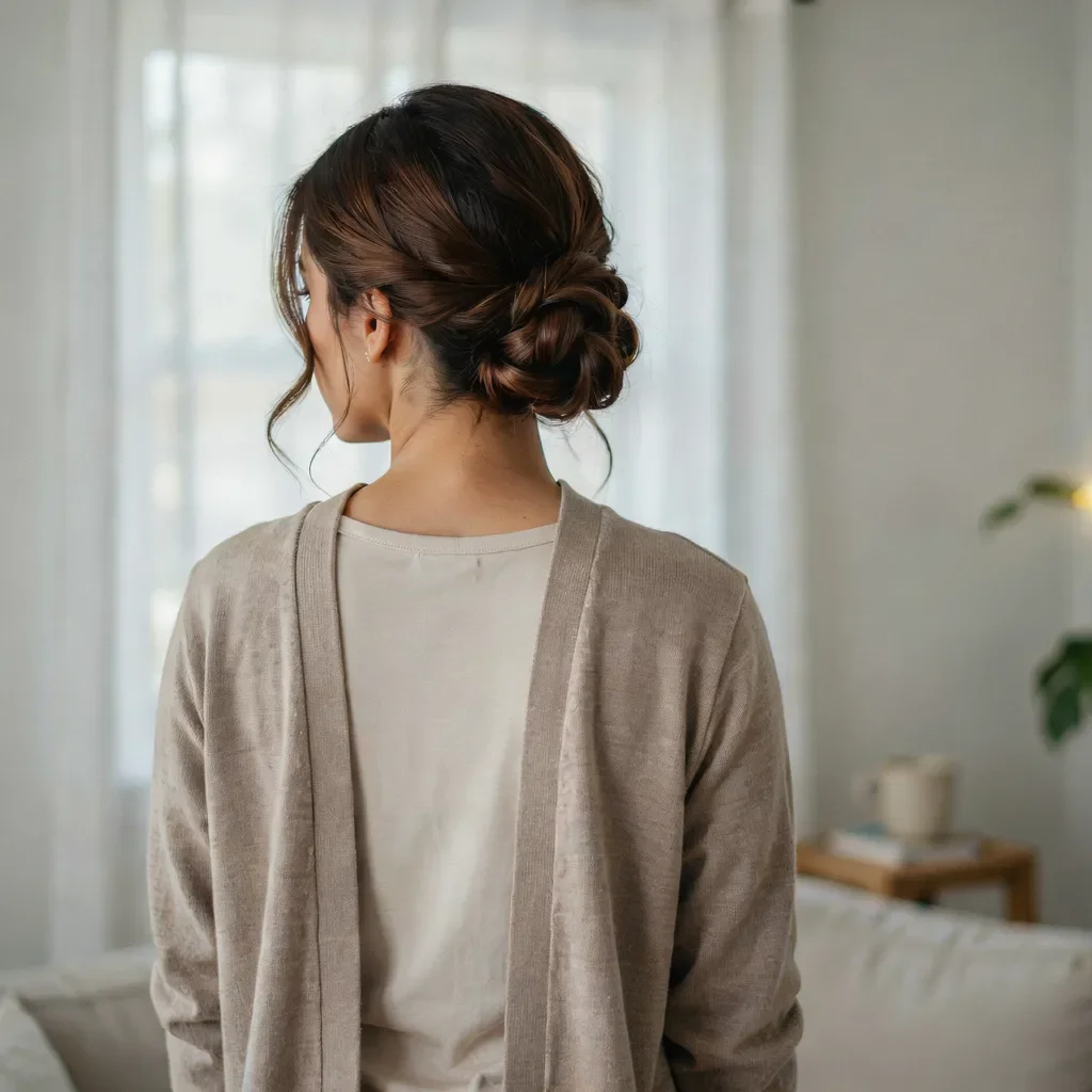 Low twisted bun wedding hairstyle