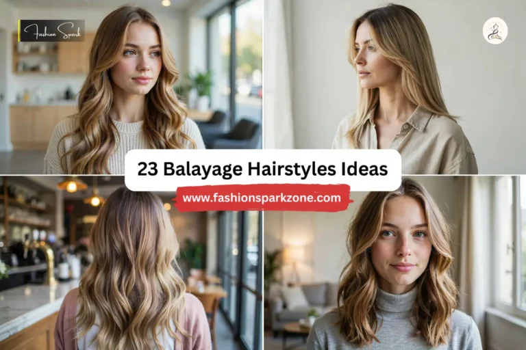 Hand painted balayage hairstyles with soft ribbons melting into natural brunette and blonde bases.