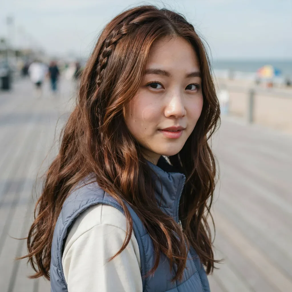 Mermaid waves with hidden braids hairstyle