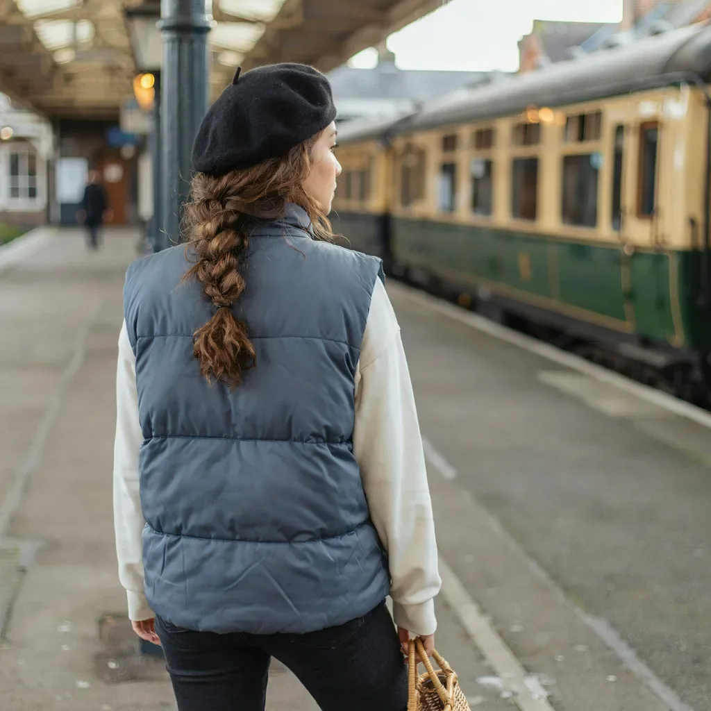 Messy pull-through braid worn with a wool beret