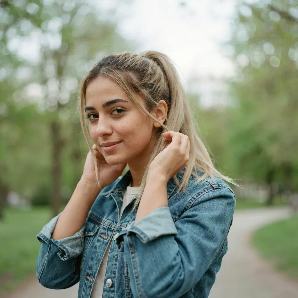 Messy textured ponytail hairstyle