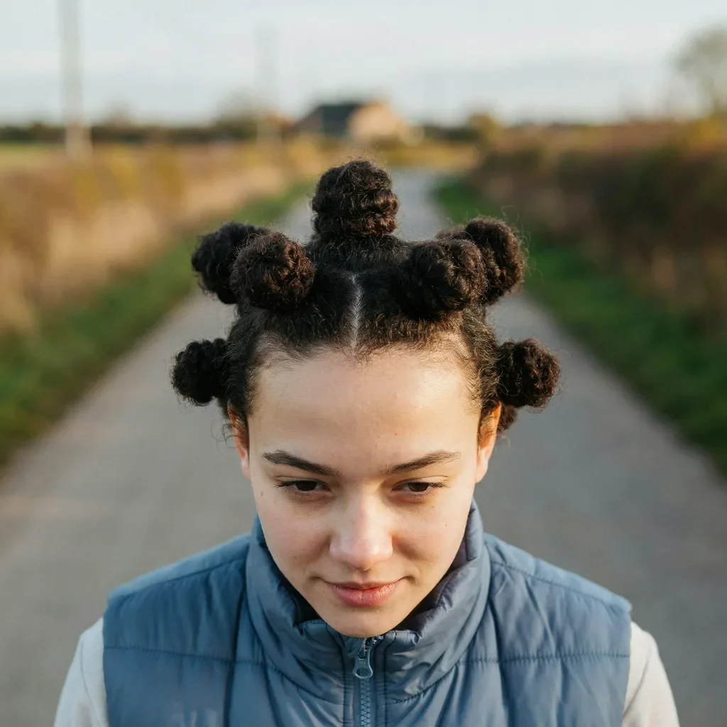 Mini afro puffs hairstyle