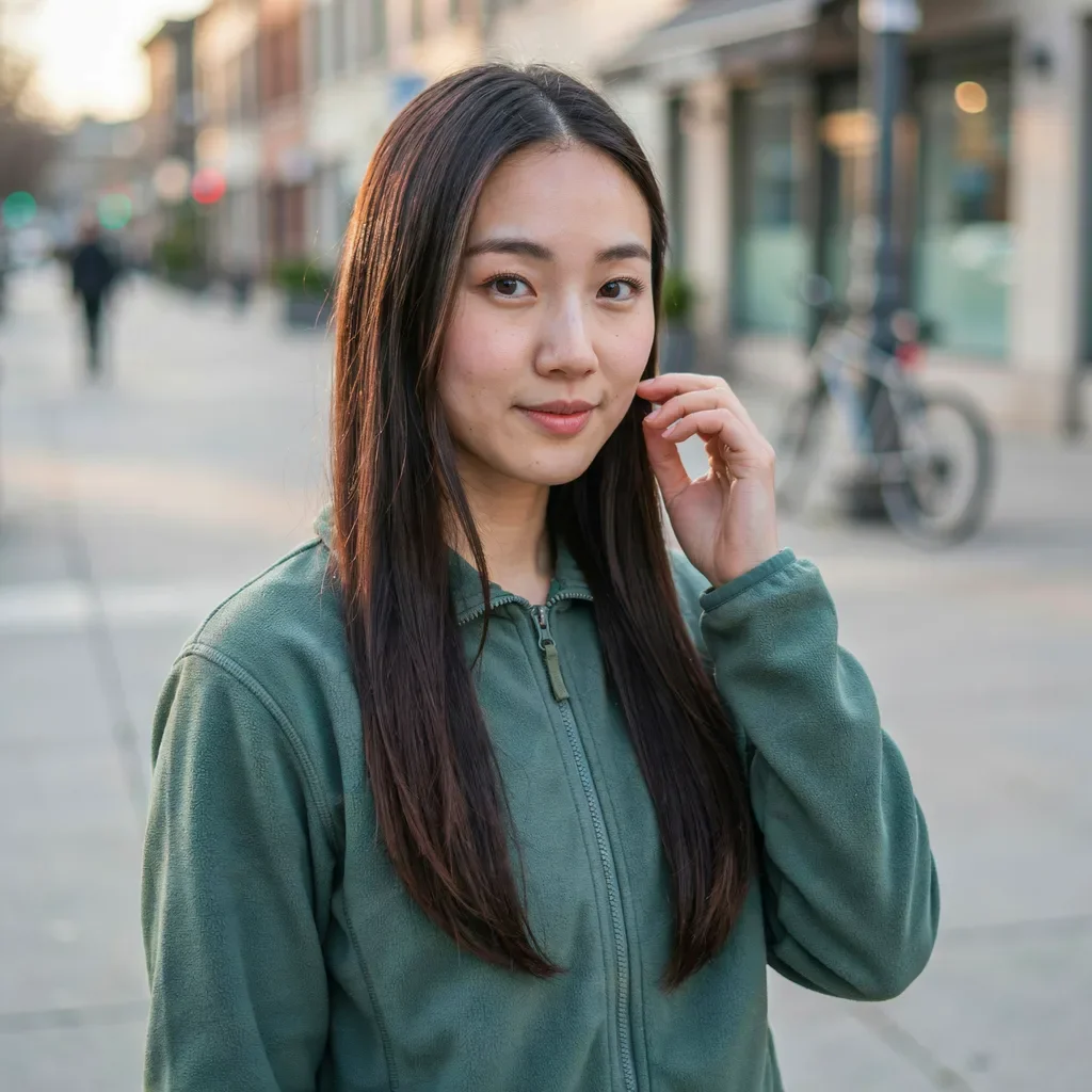 Pin-straight long hair with dark walnut tone hairstyle