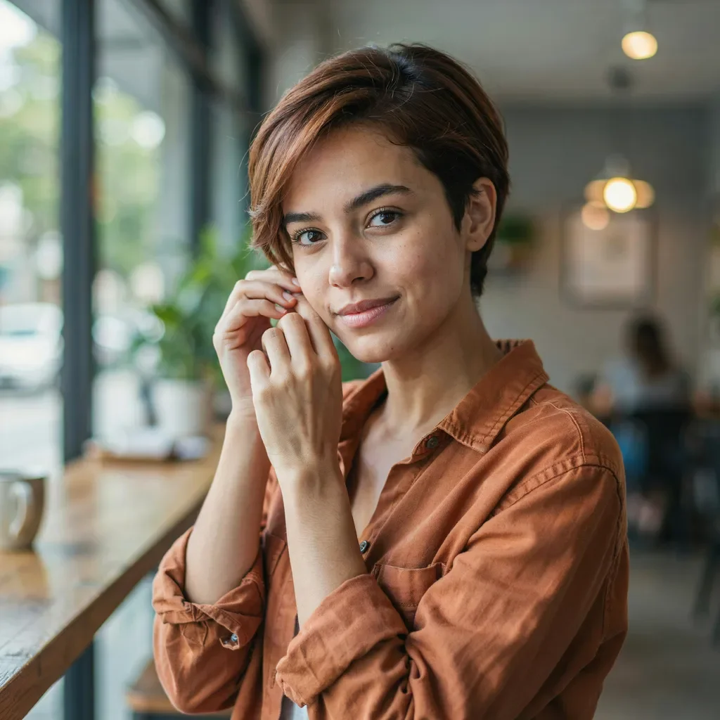 Pixie cut with layered crown and tapered back hairstyle