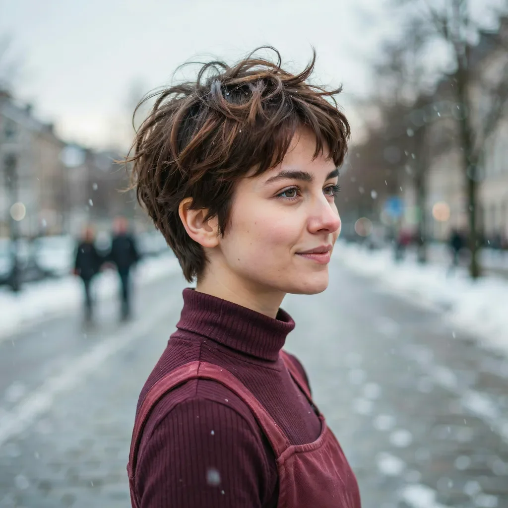Pixie cut with messy bedhead texture hairstyle