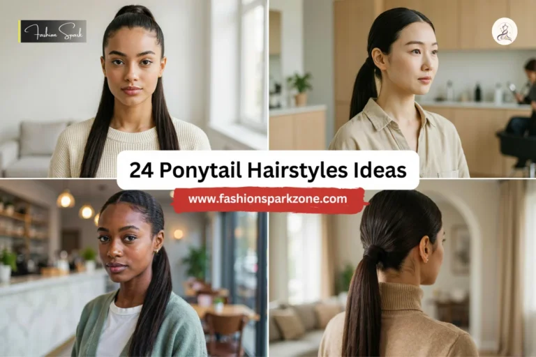 Collection of diverse ponytail hairstyles showing sleek, curly, and braided variations for every occasions.