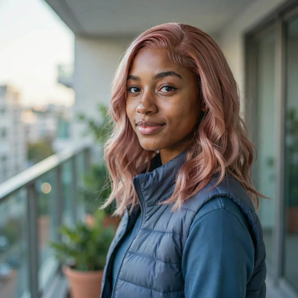 Raspberry balayage on inverted bob hairstyle