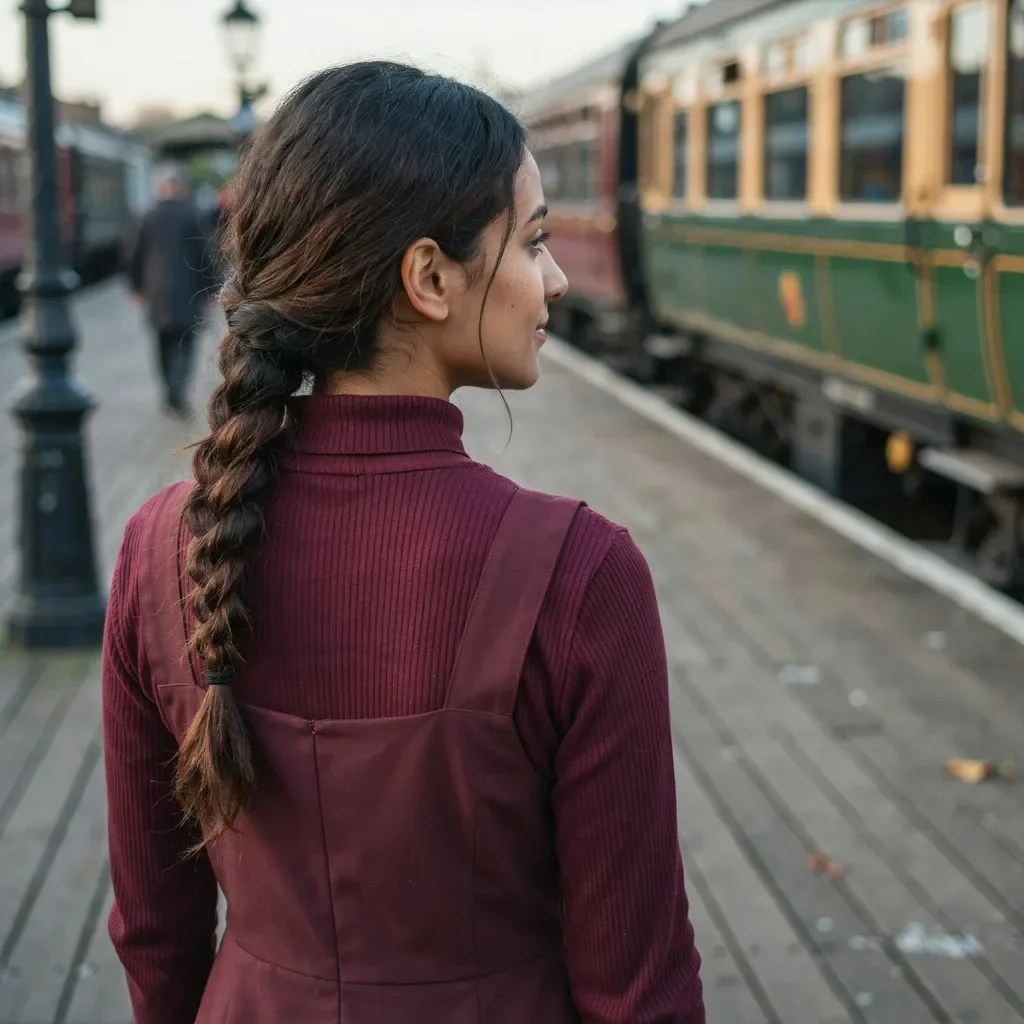 Side fishtail braid school hairstyle