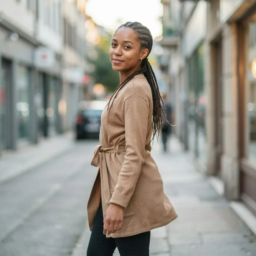 Side-swept cornrows with curved parts hairstyle