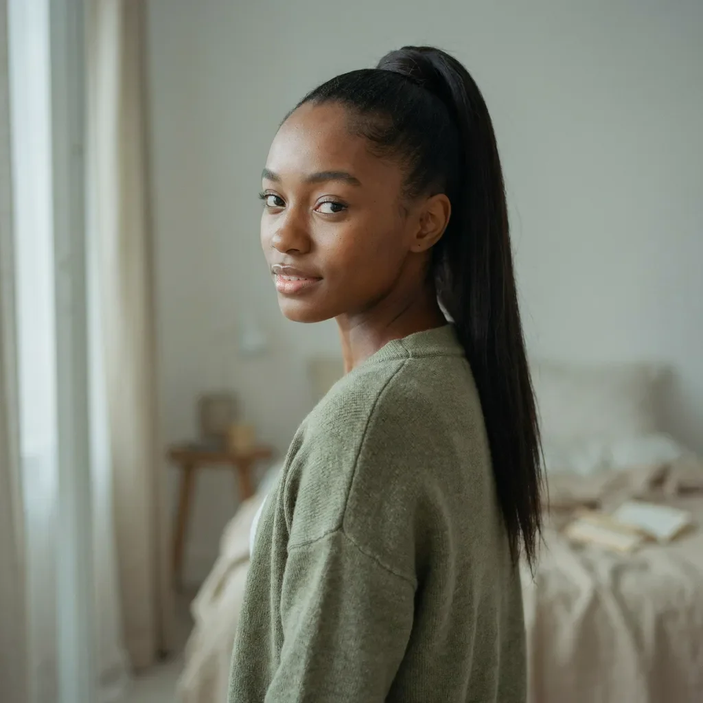 Sleek high ponytail hairstyle