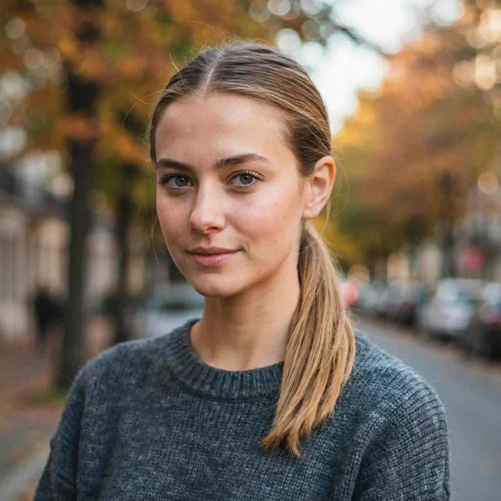 Sleek low ponytail on straight hair