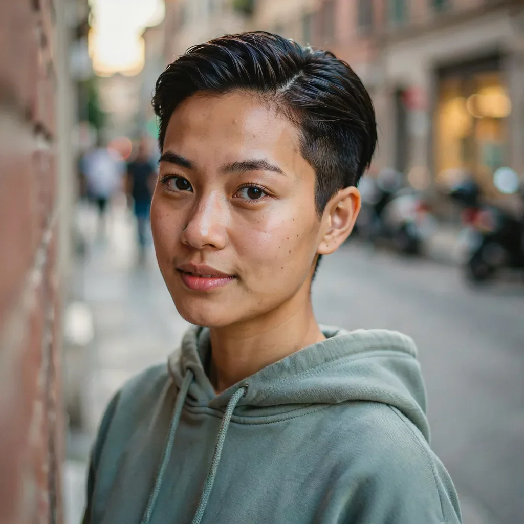 Slicked-back undercut with volume hairstyle